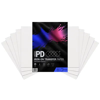 Produktbild von PD Media Bügeltransferpapier A4 für dunkle Textilien, Inkjet, 10 Blatt