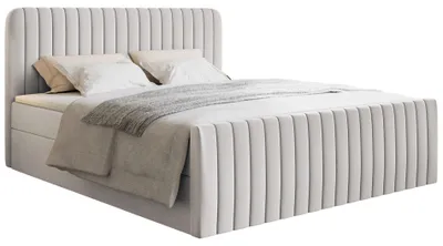 Produktbild von Selsey Saliano - Boxspringbett 180x200 mit Bettkasten, Topper und Chenille-Bezug, Hellgrau