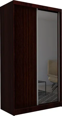 Produktbild von Masseno Schiebetürenschrank PATRIZIA 150 cm Kleiderschrank Schlafzimmer Schrank 2-türig mit Spiegel Wengefarben