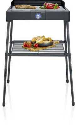 Produktbild von Elektrischer Grill auf Füßen und Tisch SEVERIN PG8566, 2200 W, Grillfläche 44,5 x 26 cm, einstellbarer Thermostat, SafeTouch-Technologie, rauchreduzierende Konstruktion, Schwarz