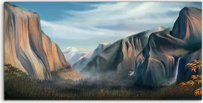 Produktbild von Coloray Glasbild 140x70  Wandbild Glasbilder Landschaft Berge Herbst Nebel Himmel