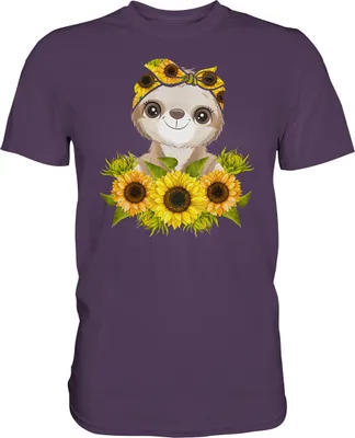 Produktbild von Faultier Sonnenblumen T-Shirt Garten Motiv Gärtner Geschenk – Urban Purple / XL