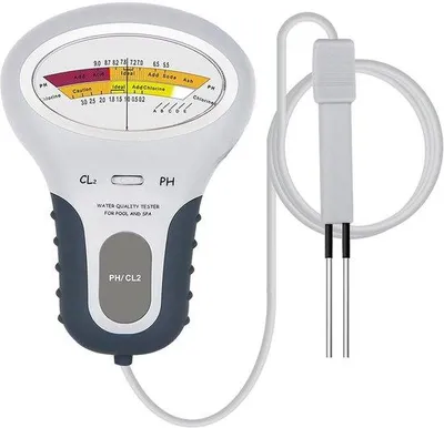 Productafbeelding van 2-in-1 Zwembadtestapparaat - Waterchloordetector en pH-meter met sensor - Digitaal elektronisch waterkwaliteitstestapparaat voor zwembaden, aquaria, etc. - pH-testapparaat