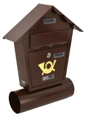 Obrázok produktu pre Hnedá poštová schránka s držiakom na noviny, 370 × 470 × 100 mm