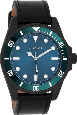 Image de Oozoo mens bracelet en cuir montre Timepieces noir analogique montre à quartz UOC11118