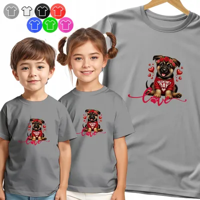 Zdjęcie produktu dla Koszulka Dziecięca T-Shirt - Mops Walentynki Serce Dla Dzieci - Xs
