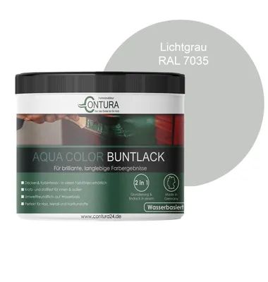 Produktbild von Contura 250ml. Buntlack Lackfarbe Lack Außen Innen Holz Metall Farbe Holzlack Möbellack - RAL 7035 Lichtgrau