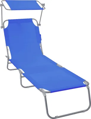 Produktbild von VOUNOT® Sonnenliege Klappbar, Gartenliege Strandliege mit Sonnenschutz und 4-Fach Verstellbarer Rückenlehne, Blau