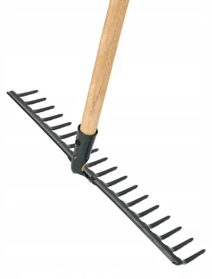 Image de Râteau de jardin Smith Premium 18 dents / 47 cm avec manche en bois | Râteau en métal soudé pour la terre et la pelouse | Râteau à gazon robuste, râteau à feuilles, râteau à foin, accessoire de jardinage