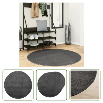 Immagine prodotto di The Living Store Tappeto IZA a pelo corto stile Scandi antracite Ø 120 cm