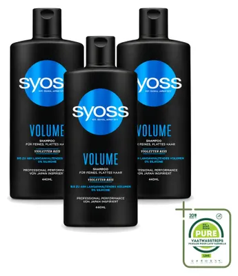 Productafbeelding van 3 x Syoss Volume Shampoo - 440 ml - Grote verpakking - 3 stuks