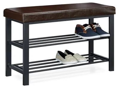 Produktbild von Relaxdays Schuhbank, 6-8 Paar Schuhe, Schuhregal zum Sitzen, braun