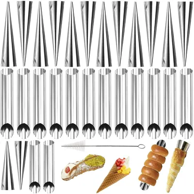 Image de Solidchoice - 25 moules en mousse pour gâteaux, avec brosse de nettoyage - Moules à pâtisserie en acier inoxydable