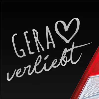 Produktbild von Auto Aufkleber Gera verliebt Herz Stadt Heimat Liebe Car 19x10 cm Silber Sticker Heckscheibenaufkleber