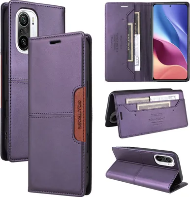 Produktbild von Handyhülle für Xiaomi Poco F3/Redmi K40 Hülle, Leder Flip Wallet Kartenfach Stand Schutzhülle Lila