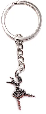 Produktbild von Onwomania Schlüsselanhänger Keychain Silber Metall Tanzende Frau Ballerina Tänzerin