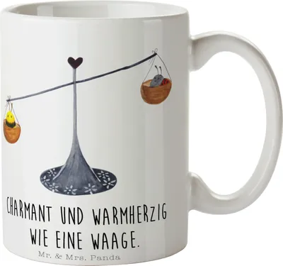 Produktbild von Mr. & Mrs. Panda Geschenktasse Sternzeichen Waage - Weiß - Geschenk, Becher, Hummel, Biene, haferl, Gleichgewicht, Pott, Marienkäfer, Teetasse, Tasse, Kaffeetasse