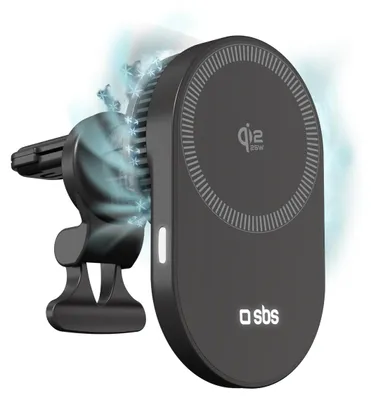 Immagine prodotto di SBS Supporto Auto Con Ricarica Magnetica Qi2.2 Da 25 W E Ventola Di Raffreddamento