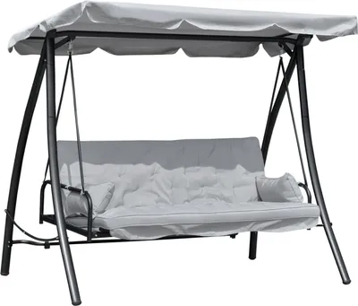 Produktbild von Hollywoodschaukel Gartenschaukel Schaukel Schaukelbank Mit Liege-Funktion, 3 Sitzer, Metall+Polyester, Weiß, 209 X 114 X 170 Cm