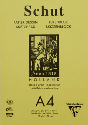 Produktbild von Clairefontaine 5x Skizzenblock A4 100 Blatt weiß telfeine Körnung SCH11804C