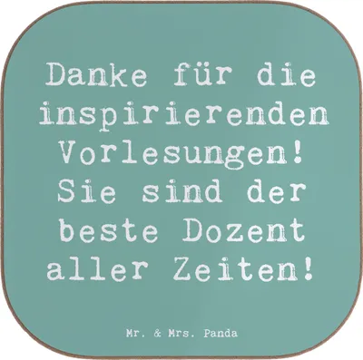 Produktbild von Mr. & Mrs. Panda Untersetzer für Gläser Spruch Bester Dozent - Meeresbrise - Geschenk, Tischuntersetzer, Wertschätzung, Tassenuntersetzer, Holzuntersetzer, Dank, Coaster