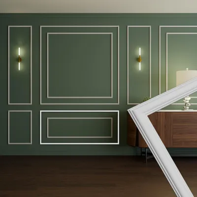 Produktbild von HEXIM Stuckleisten Wandrahmen Sets HDPS weiß - Auswahl an Größen für Wand, Decke, Bilder & Spiegel - Für elegante Kassettenoptik und dekorative Wandgestaltung (RM16-D 140X60CM)