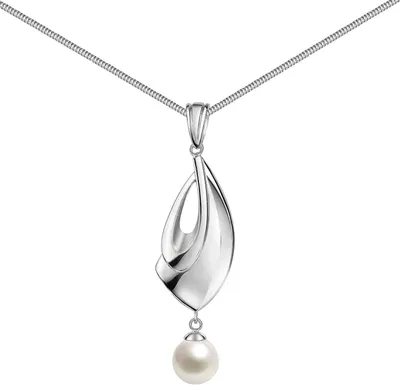 Produktbild von MATERIA by Matthias Wagner 925 Silber Anhänger mit Perle lang 55x15mm rhodiniert mit Schmuckbox KA-163