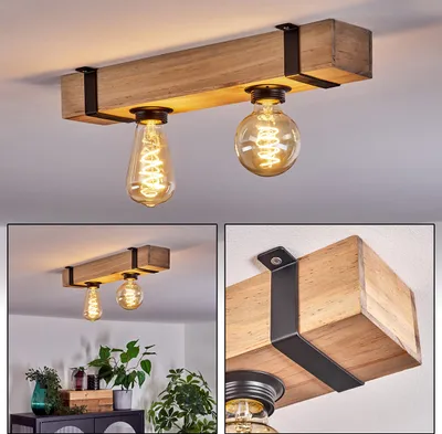 Produktbild von Bollengo Deckenlampe aus Metall/Holz in Schwarz/Natur