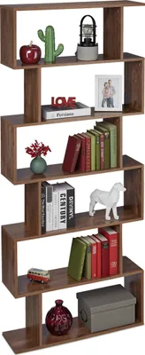 Immagine prodotto di Libreria Relaxdays, 6 ripiani, L x P x A: 190,5 x 80 x 23 cm, design moderno, effetto legno, libreria da salotto o ufficio, marrone