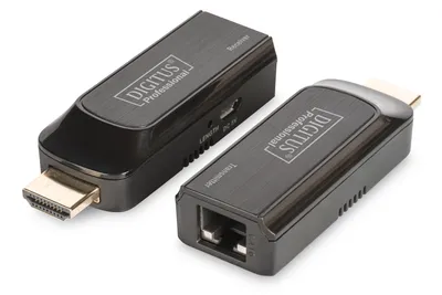 Zdjęcie produktu dla Digitus Zestaw mini przedłużacza HDMI, 1920 x 1080 px, Nadajnik i odbiornik sieci, 50 m, Czarny