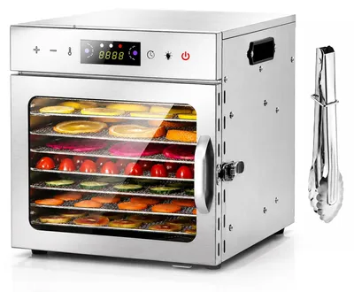 Dörrautomat Edelstahl, 8 Einschübe, 24-Stunden-Timer, 400 W