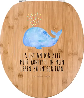 Produktbild von Mr. & Mrs. Panda Klo-Deckel Wal Konfetti - Transparent - Geschenk, WC Sitz, Trennung, Motivation, Meer, Diät, Toilettendeckel, Brille, Klodeckel, WC-Sitz, klo deckel