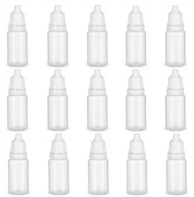 Productafbeelding van 15 stuks druppelflessen van kunststof, druppelflessen, knijpflessen, 10 ml