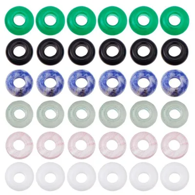 Produktbild von Steinperlen 10mm groß Loch Rondelle 36 Stück 6 Farben Naturstein für DIY Schmuck Basteln