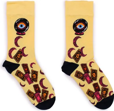 Produktbild von Socken Strümpfe Tarotkarten Mondsichel Auge Glaskugel M/L EU 41-46