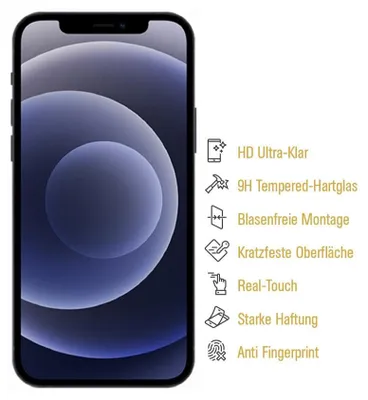 Produktbild von 6x 9H Panzerglas für iPhone 12 Mini Schutzglas Hartglas Displayschutz Schutzfolie Panzerfolie HD KLAR