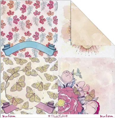 Produktbild von Kreativpapier - Frida Kahlo - Blumen und Schmetterlinge