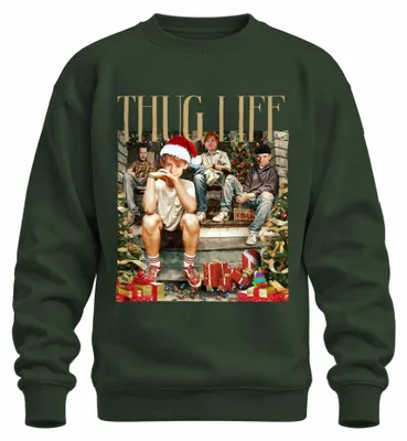 Imagen del producto de "Thug Life", "Kevin Alone at Home", "Gangster Christmas", "Harry y Marv", sudadera, color verde botella, talla XXL