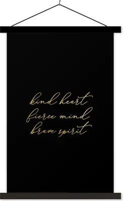 Produktbild von MuchoWow® Textilposter Zitat - Herz - Schwarz und Gold 120x180 cm mit schwarzem Rahmen - Fotos