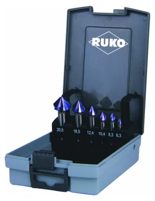 Productafbeelding van Ruko set van kogelkopfrezen, DIN335-C, 90 graden, diameter 6,3-20,5 mm, HSS-TiAIN, 6-delig, in kunststof cassette - 102152FRO
