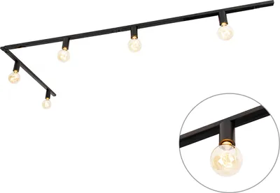 Zdjęcie produktu dla QAZQA – Nowoczesny Nowoczesny 1-fazowy system szyn I Spotlight I Reflektor sufitowy I Reflektor sufitowy I Reflektor 5-płomieniowy z oprawą E27 w kolorze czarnym – Jeana I Salon I Sypialnia – Stal podłużna – LED geei