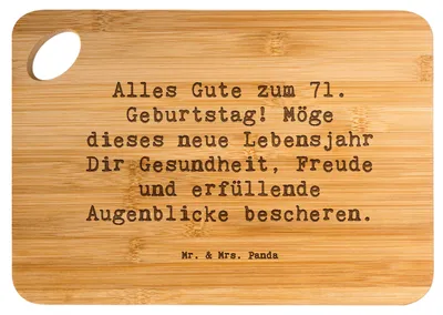 Produktbild von Mr. & Mrs. Panda Frühstücksbrettchen Spruch 71. Geburtstag - Transparent - Geschenk, Erinnerungen, Alles Gute zum, siebzigster, vesperbrett, Frühstücksbrett, Dankbarkeit