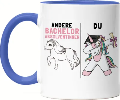 Produktbild von Andere Bachelorabsolventinnen Du Tasse Blau Pferd Einhorn Geschenkidee Lustig Studentin Studium Hochschule Uni