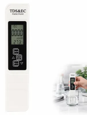Obrázok produktu pre Tester kvality vody TDS EC, digitálny, LCD, na meranie kvality pitnej vody a vody v akváriách