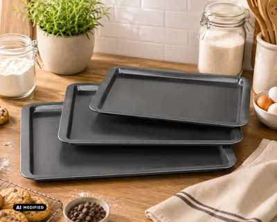 Produktbild von Chef Traiteur 3er-Set: Backblech flache Backbleche Backofenblech 27737, KI-generiertes Bild