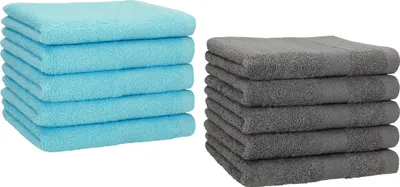Produktbild von Betz 10 Stück Gästetücher 30x50 cm PREMIUM 100% Baumwolle Set  Farbe: türkis und anthrazit