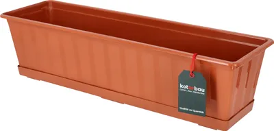 Obrázek produktu pro KOTARBAU® Květináč na balkon 60 x 18 x 14 cm Terakotový balkonový květináč na zábradlí s plastovým podstavcem, obdélníkový