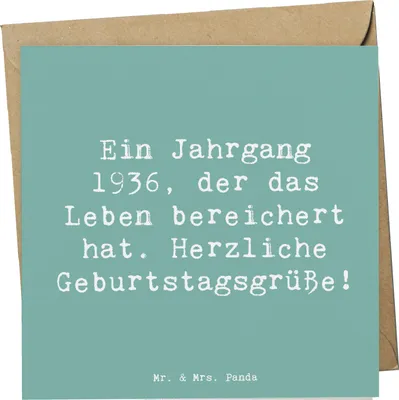 Produktbild von Mr. & Mrs. Panda Grußkarte Spruch 1936 Geburtstag - Meeresbrise - Geschenk, Happy Birthday, Geburtstagsgeschenk, Leben bereichert, Glückwunschkarte, Geburtsjahr, Alter