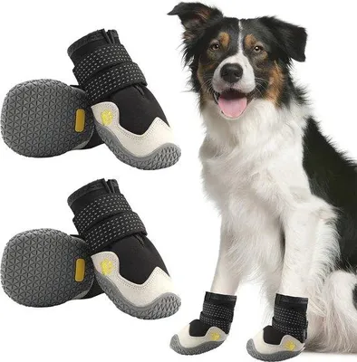 Produktbild von Famanu Hundeschuhe atmungsaktiv mit reflektierenden Riemen - Hundepfoten Schutz 4 Stück