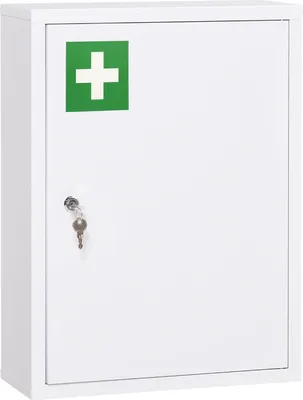 Produktbild von Apothekerschrank Wandmontage Abschließbar 2 Schlüssel Stahl Weiß 40X15X53,5Cm